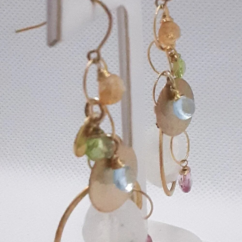 CLOSET SALE!!  New Boho chic gold tone dangle earrings Designed by Nina Nyugen - Picture 4 of 13